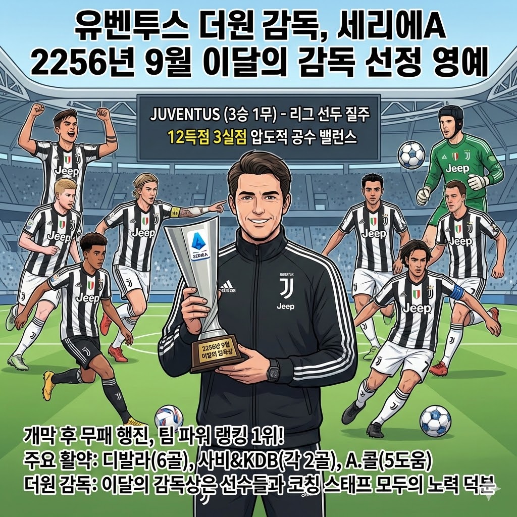 [무패 질주] 더원 감독, 세리에A 9월의 감독 등극!